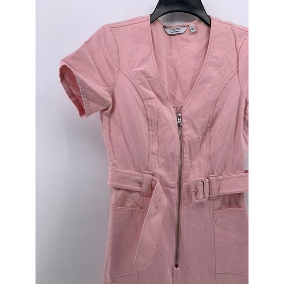 & OTHER STORIES Women's Light Pink Half-Zip Belted Short Sleeve Jumpsuit SZ 4 - Picture 4 of 14